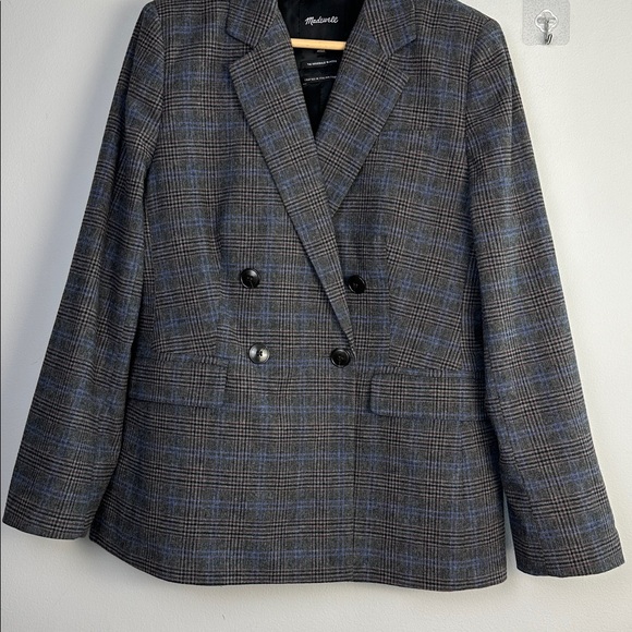 Madewell The Rosedale Blazer Italian Fabric Coat in Kyle Mini Glen Plaid Size 10 - Picture 5 of 16